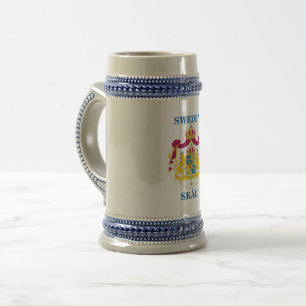 Beer Stein w/Swedish Crest en SKÅL! Bierpul