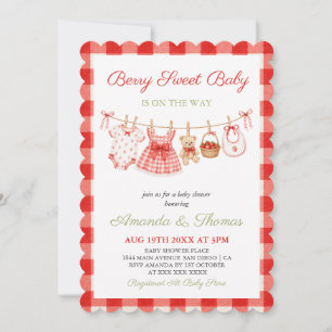 Beer Strawberry Plaid Meisje Baby Shower Kaart