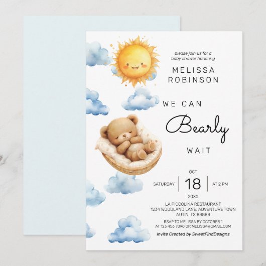 Beer Sunshine Baby Jongensdouche Kaart (Voorkant / Achterkant)