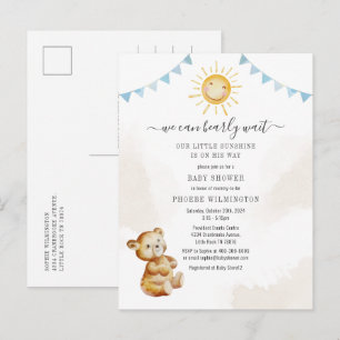 Beer Sunshine Waterverf Boy Baby shower Uitnodiging Briefkaart