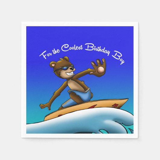 Beer Surfer Birthday Servetten (Voorkant)