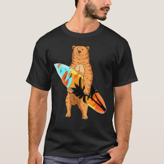 Beer Surfer Surfboard Beach Summer Waves Surf Surf T-shirt (Voorkant)