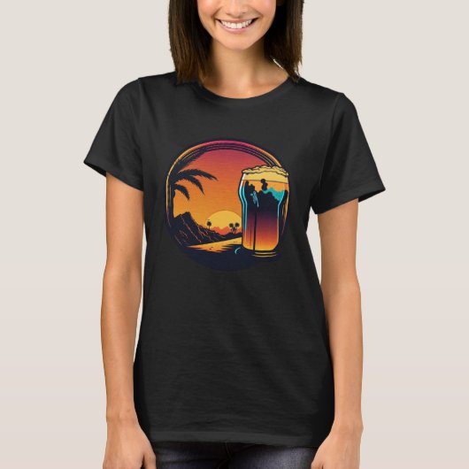 Beer Synthwave 80s Retrowave Aesthetic T-shirt (Voorkant)