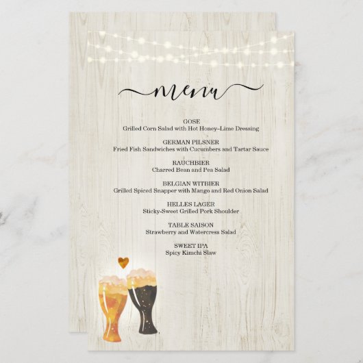 Beer Tasting Menu (Voorkant / Achterkant)