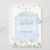 Beer Teddy Baby Blue Boy Aqeeqah Aqeeqa Uitnodigin Kaart (Voorkant)