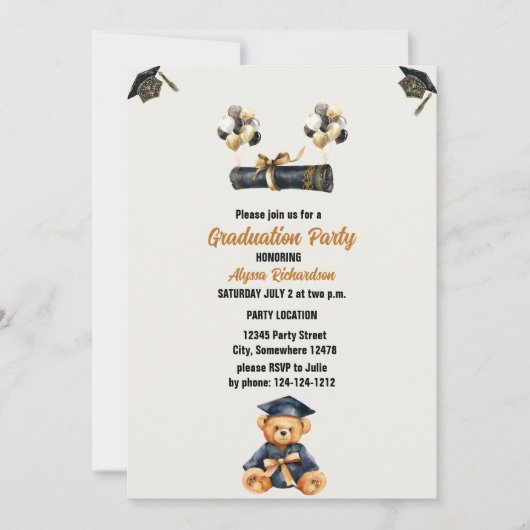 beer teddy en petten Graduation Party Kaart (Voorkant)