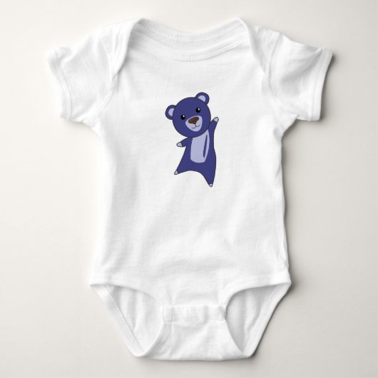Beer Teddybeer Kleine Beer Blau Grappig Romper (Voorkant)