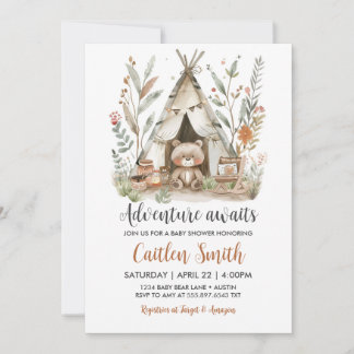 Beer Teepee Baby shower Adventure wacht op uitnodi Kaart