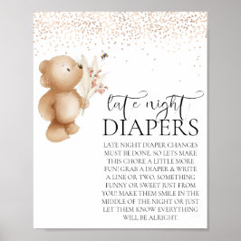 Beer & The Bee Baby Shower Late Night Luier Poster
