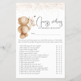Beer & The Bee 'Raad Wie' Baby Shower Spel Flyer