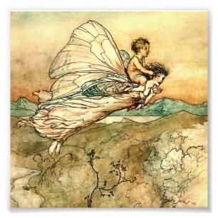"Beer the Changeling" Fairy Art van Arthur Rackham Foto Afdruk