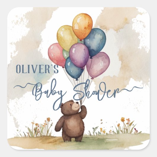 Beer thema genderneutraal Baby shower Vierkante Sticker (Voorkant)