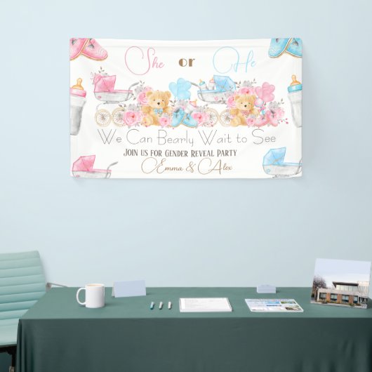 Beer thema Geslacht onthullen partij welkom Spandoek (Beurs)