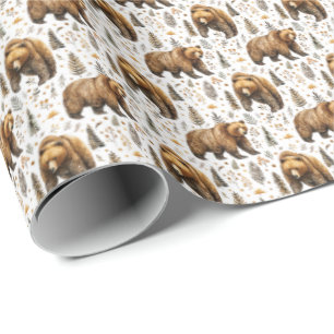 Beer Thema Gift Wrap Wildlife Animals Cadeaupapier