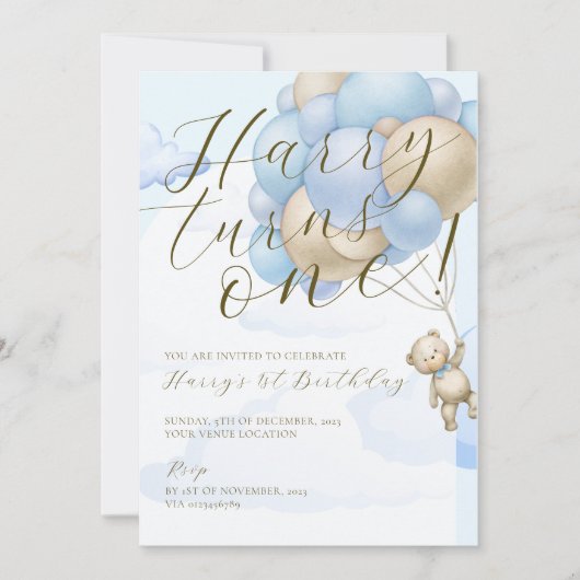 Beer Thema Kinder 1e Verjaardagsuitnodiging Kaart (Voorkant)