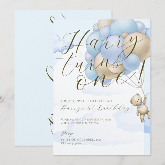 Beer Thema Kinder 1e Verjaardagsuitnodiging Kaart (Voorkant / Achterkant)