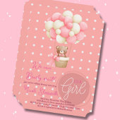 Beer Thema Roze Perzik Hete Luchtballon Baby showe Kaart