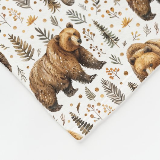 Beer thema wilde dieren fleece deken (Hoek)