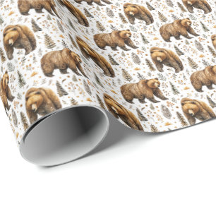 Beer themed cadeaupapier dieren in het wild