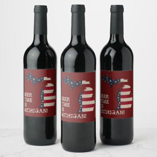 Beer Time in Michigan | Dit aanpassen Wijn Etiket (Flessen)