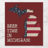 Beer Time in Michigan | Dit aanpassen Wijn Etiket (Enkel label)
