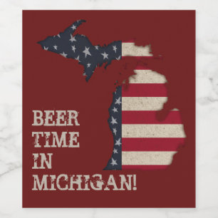 Beer Time in Michigan Dit aanpassen Wijn Etiket