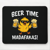 Beer Time Madafakas Funny Meme Duck With Beer Chic Muismat (Voorkant)