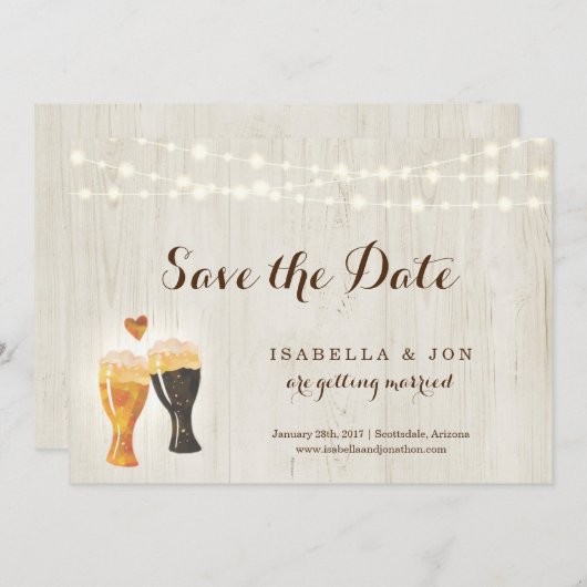 Beer Toast Bewaar de datum Aankondiging (Voorkant / Achterkant)