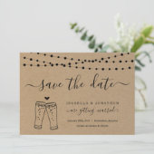 Beer Toast Save the Date Kaart Kraft Paper (Staand voorkant)