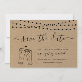 Beer Toast Save the Date Kaart Kraft Paper