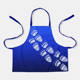 Beer tracks op blauw - Schort S