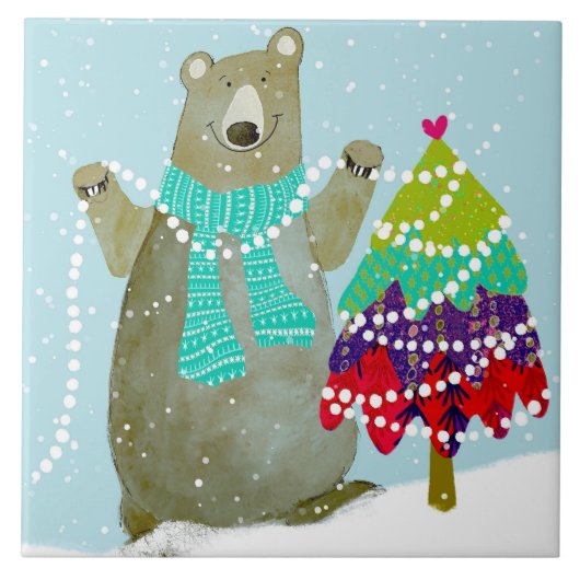 Beer trimmen boom keramische keuken Tegel Tegeltje (Voorkant)