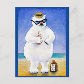Beer tropisch strand briefkaart met een tepolair 