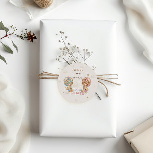 Beer tweeling jongen meisje douche roze blauw dank ronde sticker