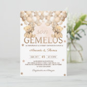 Beer tweeling Spaans Gemelos Baby shower Kaart (Staand voorkant)