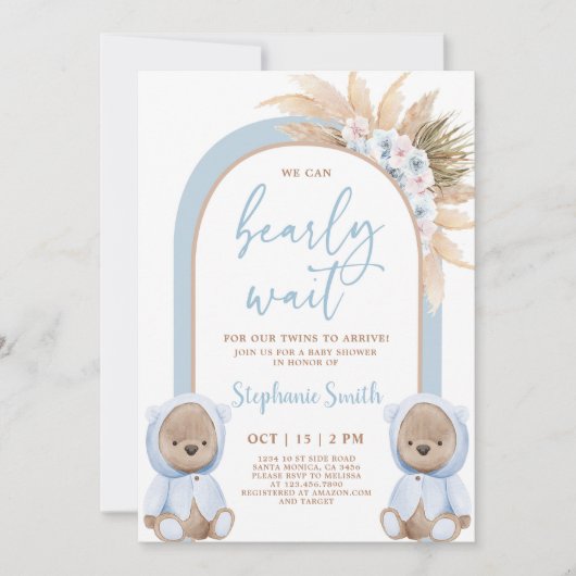 Beer Twin Boys Baby shower Uitnodiging (Voorkant)