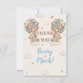 Beer Twin Boys Douche Pastel Blauw Beige Dank u Bedankkaart (Achterkant)