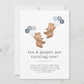 Beer Twin Boys Joint 1st Birthday Uitnodiging (Voorkant)