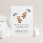 Beer Twin Boys Joint 1st Birthday Uitnodiging