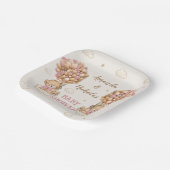 Beer Twin meisjes douche Schattige roze Papieren Bordje (Gebogen)