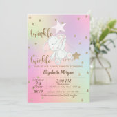 Beer, Twinkle Little Star Holographic Baby shower Kaart (Staand voorkant)