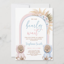 Beer Twins Boy en Girl Baby shower Invitation