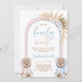 Beer Twins Boy en Girl Baby shower Invitation Kaart