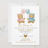 Beer Twins Jongen Meisje Verjaardagsfeestje Uitnod Kaart (Voorkant)