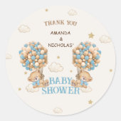 Beer Twins Jongens Shower Blauwe Boho Ronde Sticker (Voorkant)