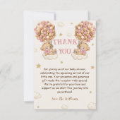 Beer Twins Meisje Douche Pastel Roze Beige Bedankkaart (Voorkant)