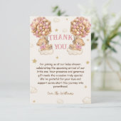 Beer Twins Meisje Douche Pastel Roze Beige Bedankkaart (Staand voorkant)
