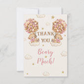 Beer Twins Meisje Douche Pastel Roze Beige Bedankkaart (Achterkant)