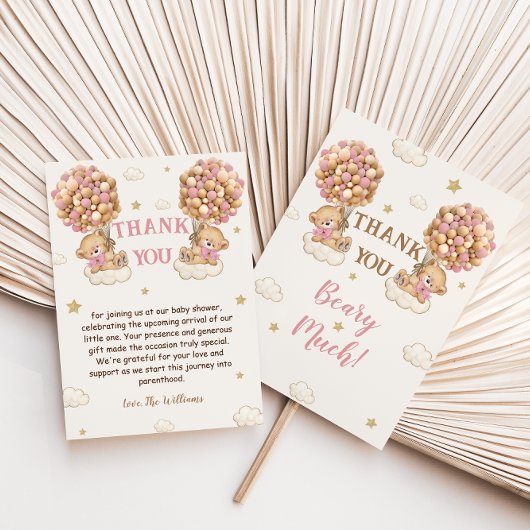 Beer Twins Meisje Douche Pastel Roze Beige Bedankkaart