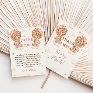 Beer Twins Meisjes Shower Pastel Roze Beige Bedankkaart